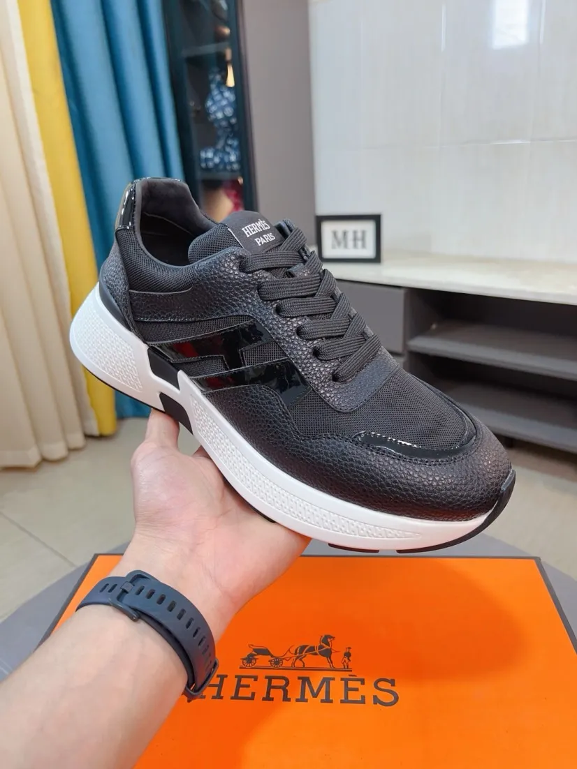 Men's shoes💰580🌸🌸【HERMES】Hermès high-end quality original shoe upper: 🔝tumbled calfskin, suede calfskin, shoe body sewn H totem, outsole: ultra-light TPU foam·rubber; two-color molded outsole, ultra-high quality control·fine workmanship: highlighting (high-end·luxury·grade) 38-44 (45 can be customized)
